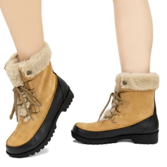 JBU  By Jambu Northgate Faux Fur Trim Boots Tan- NIB - Picture 1 of 6